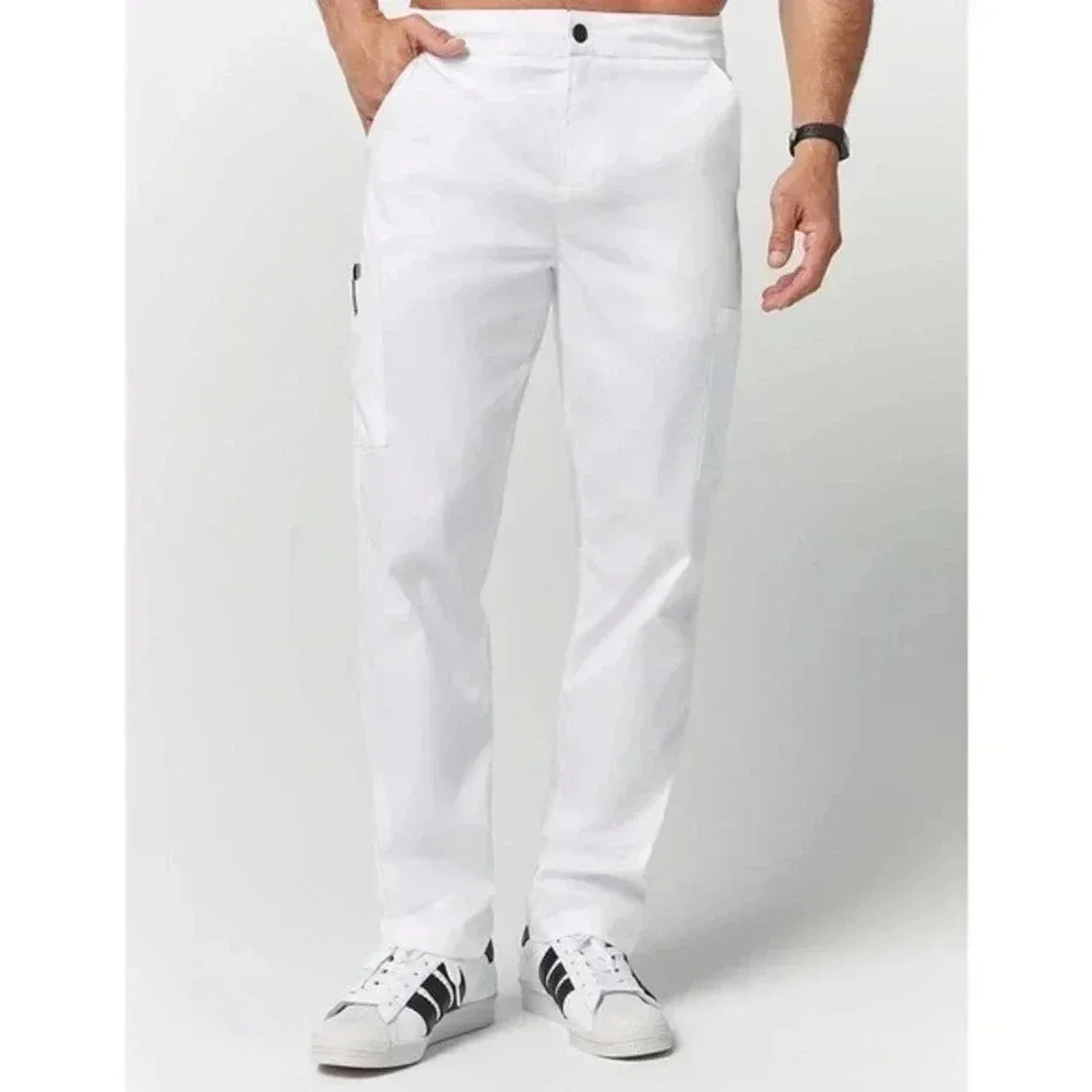 Jaanuu‎ Men's 11-pocket Relaxed-fit White Scrub Pant Size M
